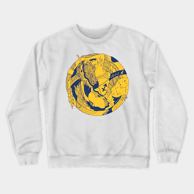 Navy Gold Sagittarius Beauty Crewneck Sweatshirt by kenallouis